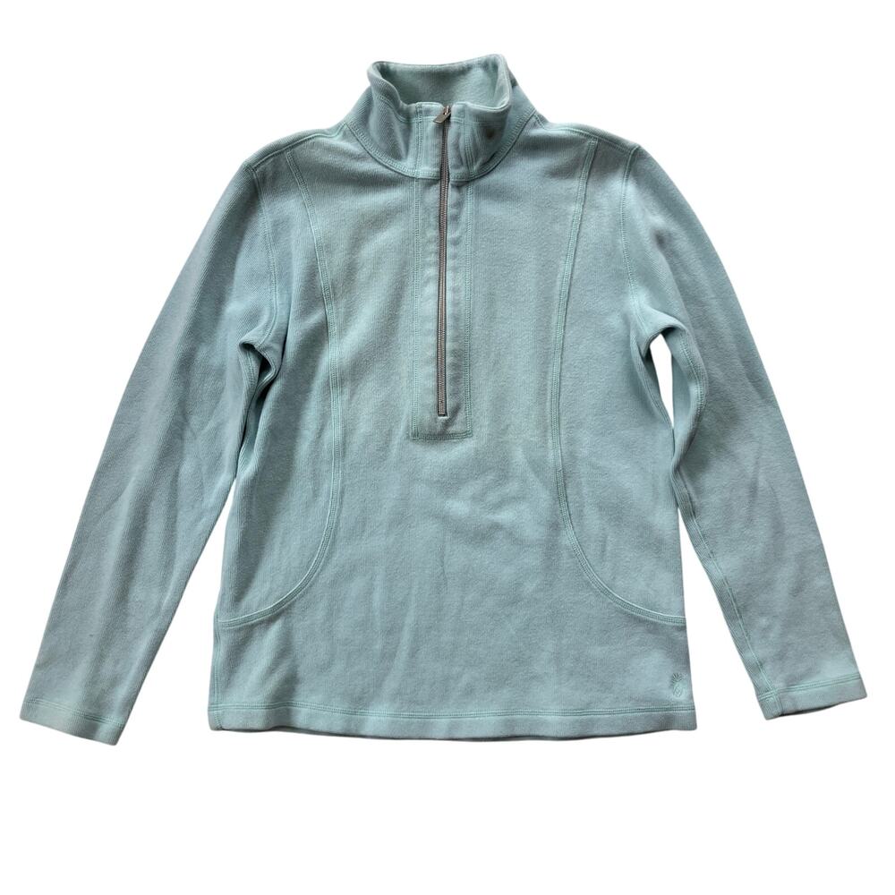 Tommy Bahama 1/2 Zip Mock Neck Cotton Knit Sweatshirt Size SP Ice Blue Coastal